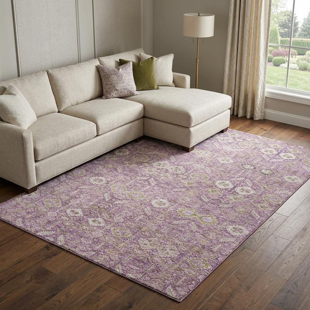 10' X 14' Lavender And Purple Geometric Shag Washable Area Rug With UV Protection - HomeRoots - Flyclothing LLC