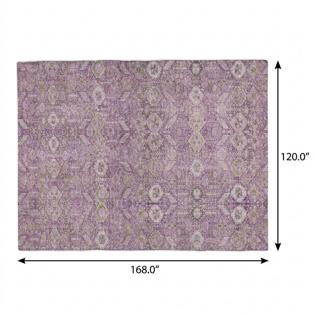 10' X 14' Lavender And Purple Geometric Shag Washable Area Rug With UV Protection - HomeRoots - Flyclothing LLC