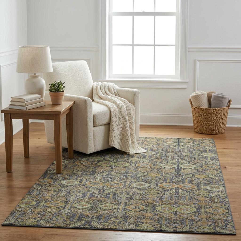 5' X 8' Orange And Copper Geometric Shag Washable Area Rug With UV Protection - HomeRoots - Flyclothing LLC