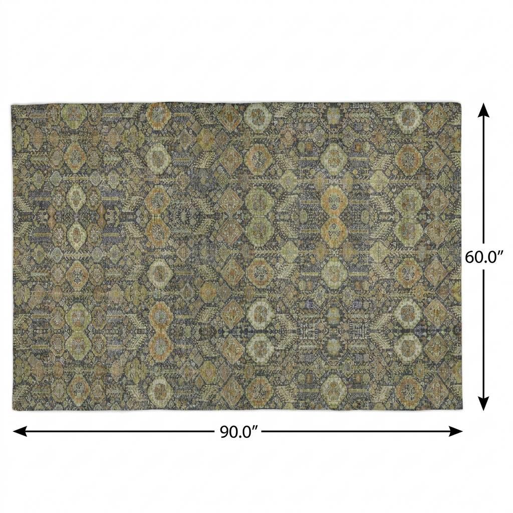 5' X 8' Orange And Copper Geometric Shag Washable Area Rug With UV Protection - HomeRoots - Flyclothing LLC