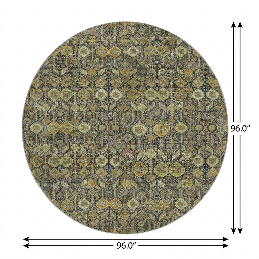 8' Orange And Copper Geometric Shag Washable Round Rug With UV Protection - HomeRoots - Flyclothing LLC