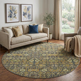 8' Orange And Copper Geometric Shag Washable Round Rug With UV Protection - HomeRoots - Flyclothing LLC