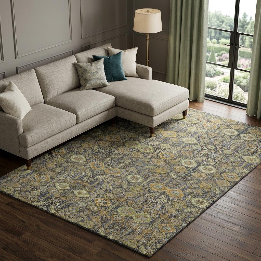 9' X 12' Orange And Copper Geometric Shag Washable Area Rug With UV Protection - HomeRoots - Flyclothing LLC