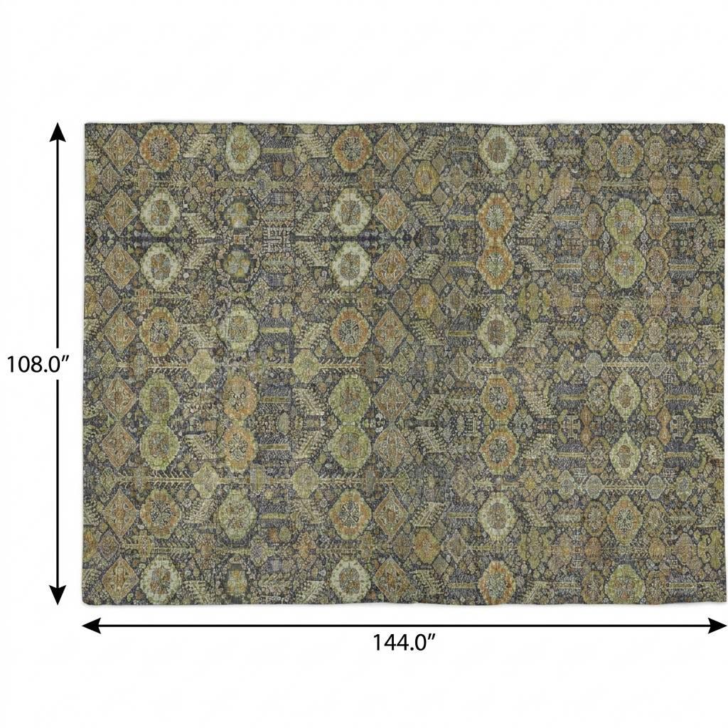 9' X 12' Orange And Copper Geometric Shag Washable Area Rug With UV Protection - HomeRoots - Flyclothing LLC