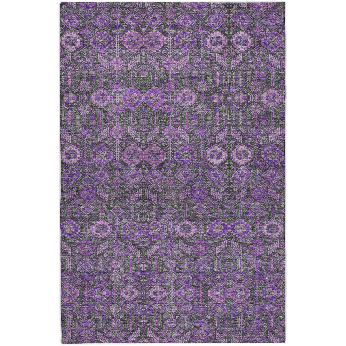 3' X 5' Purple And Eggplant Geometric Shag Washable Area Rug With UV Protection - HomeRoots - Flyclothing LLC