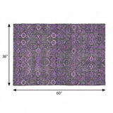 3' X 5' Purple And Eggplant Geometric Shag Washable Area Rug With UV Protection - HomeRoots - Flyclothing LLC