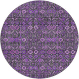 8' Purple And Eggplant Geometric Shag Washable Round Rug With UV Protection - HomeRoots - Flyclothing LLC