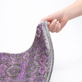 8' Purple And Eggplant Geometric Shag Washable Round Rug With UV Protection - HomeRoots - Flyclothing LLC