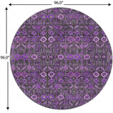 8' Purple And Eggplant Geometric Shag Washable Round Rug With UV Protection - HomeRoots - Flyclothing LLC