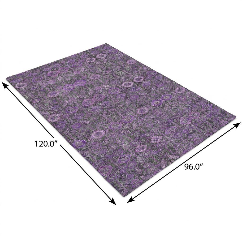 8' X 10' Purple And Eggplant Geometric Shag Washable Area Rug With UV Protection - HomeRoots - Flyclothing LLC