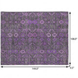 9' X 12' Purple And Eggplant Geometric Shag Washable Area Rug With UV Protection - HomeRoots - Flyclothing LLC