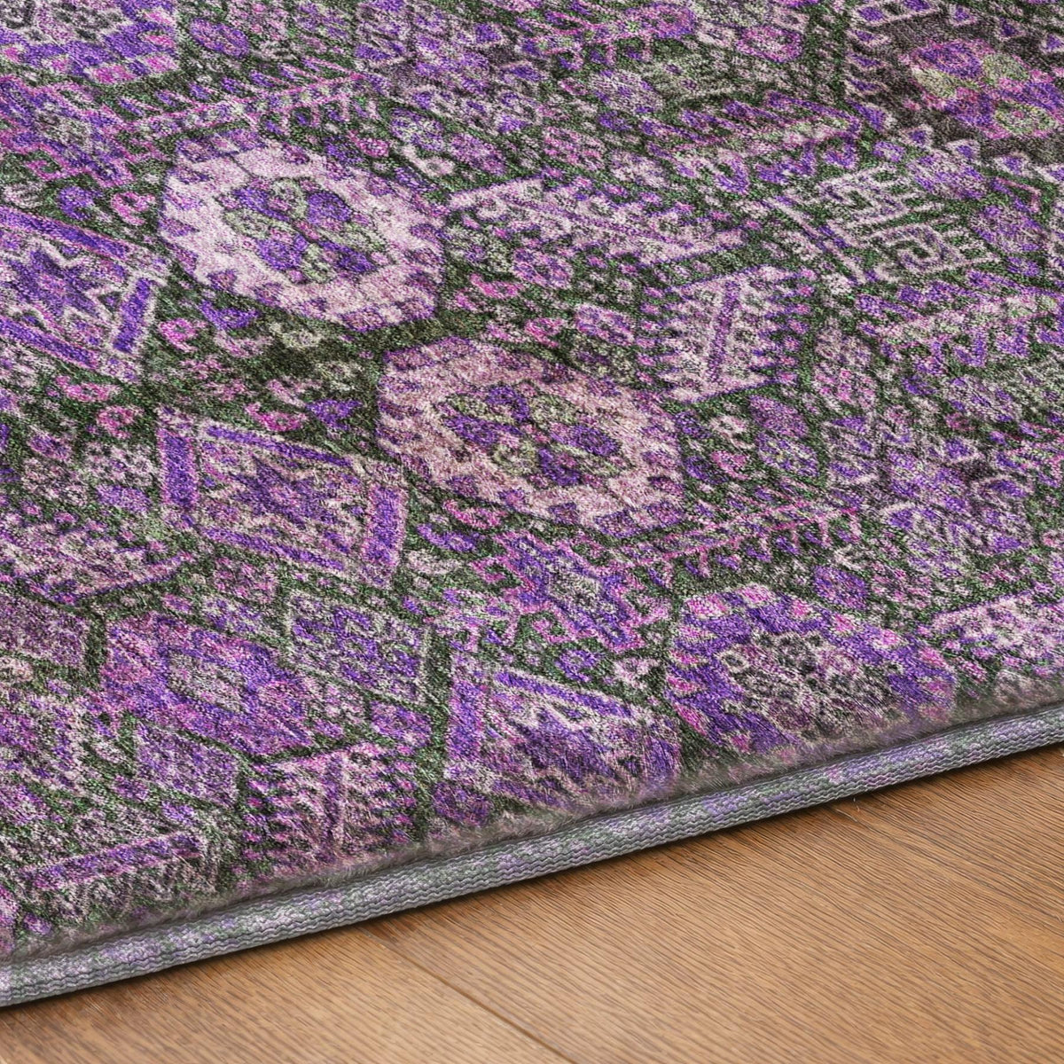 10' X 14' Purple And Eggplant Geometric Shag Washable Area Rug With UV Protection - HomeRoots - Flyclothing LLC
