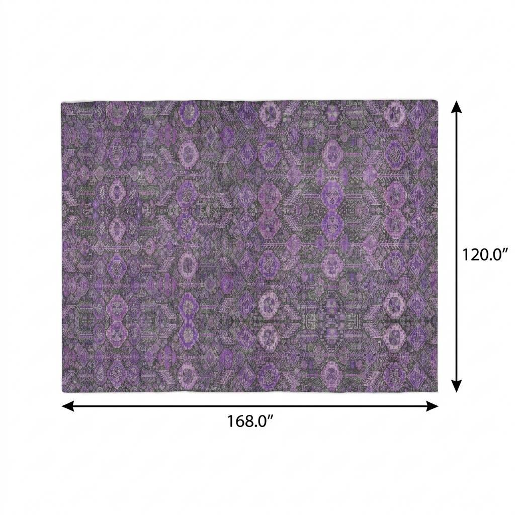 10' X 14' Purple And Eggplant Geometric Shag Washable Area Rug With UV Protection - HomeRoots - Flyclothing LLC