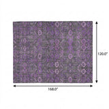 10' X 14' Purple And Eggplant Geometric Shag Washable Area Rug With UV Protection - HomeRoots - Flyclothing LLC