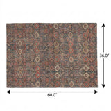 3' X 5' Red And Navy Blue Geometric Shag Washable Area Rug With UV Protection - HomeRoots - Flyclothing LLC