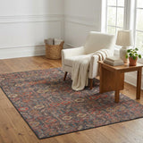 5' X 8' Red And Navy Blue Geometric Shag Washable Area Rug With UV Protection - HomeRoots - Flyclothing LLC