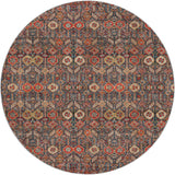 8' Red And Navy Blue Geometric Shag Washable Round Rug With UV Protection - HomeRoots - Flyclothing LLC