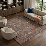 8' X 10' Red And Navy Blue Geometric Shag Washable Area Rug With UV Protection - HomeRoots - Flyclothing LLC