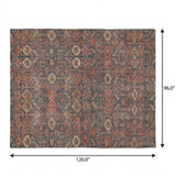 8' X 10' Red And Navy Blue Geometric Shag Washable Area Rug With UV Protection - HomeRoots - Flyclothing LLC