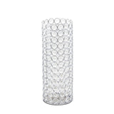 11" Clear And Silver Crystal And Metal Cylinder Table Vase With Faux Crystals - HomeRoots - Flyclothing LLC