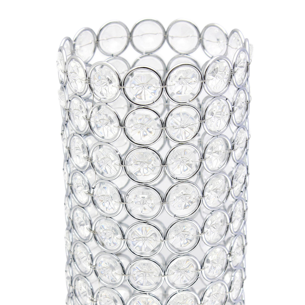 11" Clear And Silver Crystal And Metal Cylinder Table Vase With Faux Crystals - HomeRoots - Flyclothing LLC