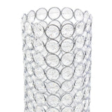 11" Clear And Silver Crystal And Metal Cylinder Table Vase With Faux Crystals - HomeRoots - Flyclothing LLC