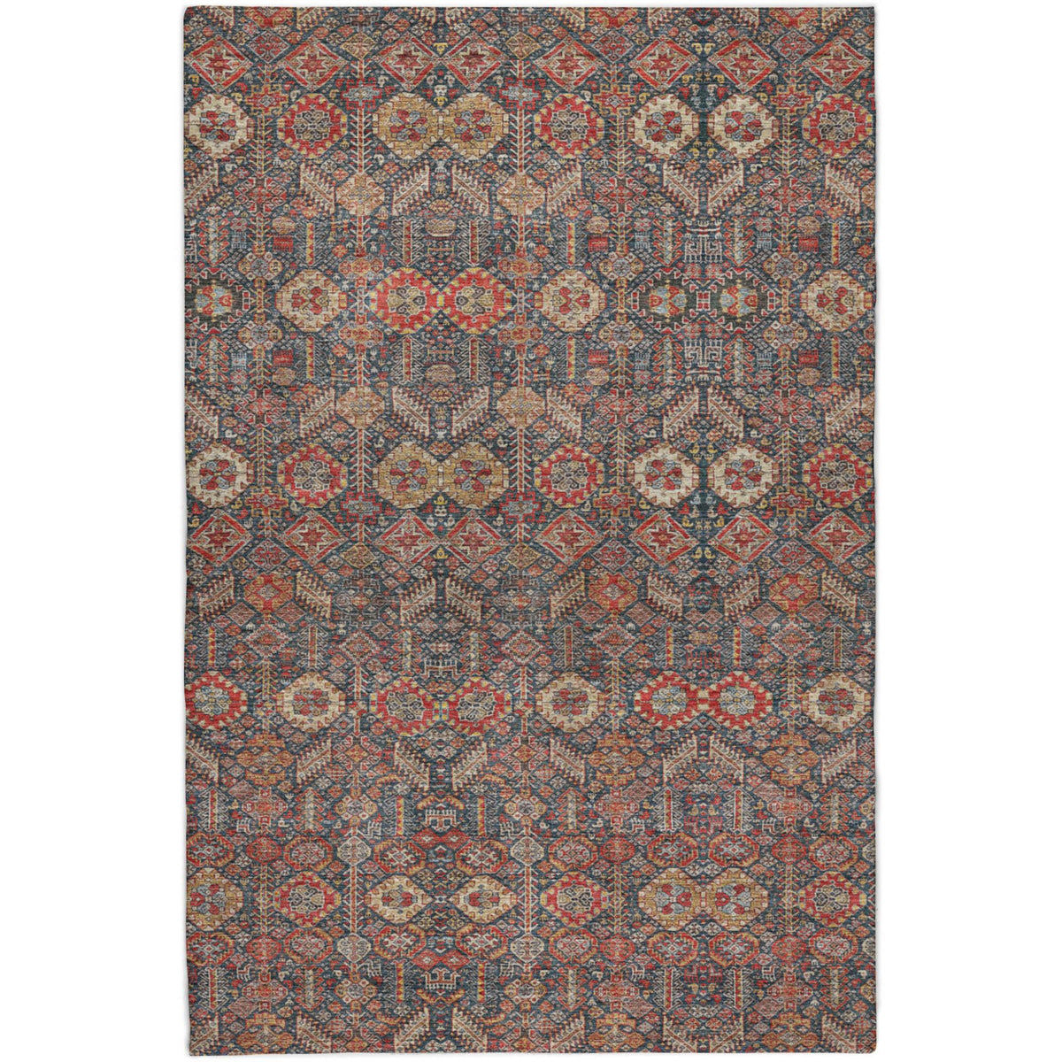 9' X 12' Red And Navy Blue Geometric Shag Washable Area Rug With UV Protection - HomeRoots - Flyclothing LLC