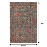 9' X 12' Red And Navy Blue Geometric Shag Washable Area Rug With UV Protection - HomeRoots - Flyclothing LLC