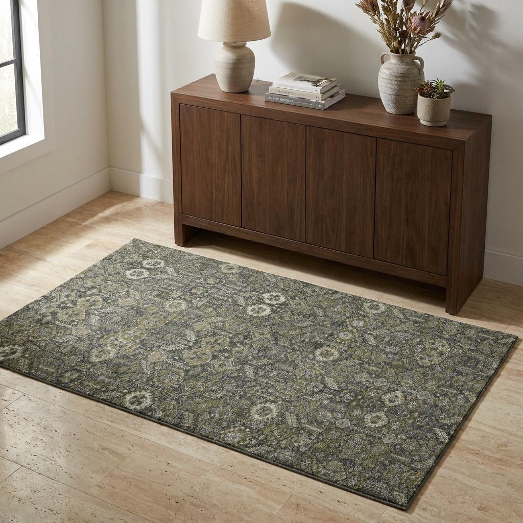 3' X 5' Taupe And Brown Geometric Shag Washable Area Rug With UV Protection - HomeRoots - Flyclothing LLC