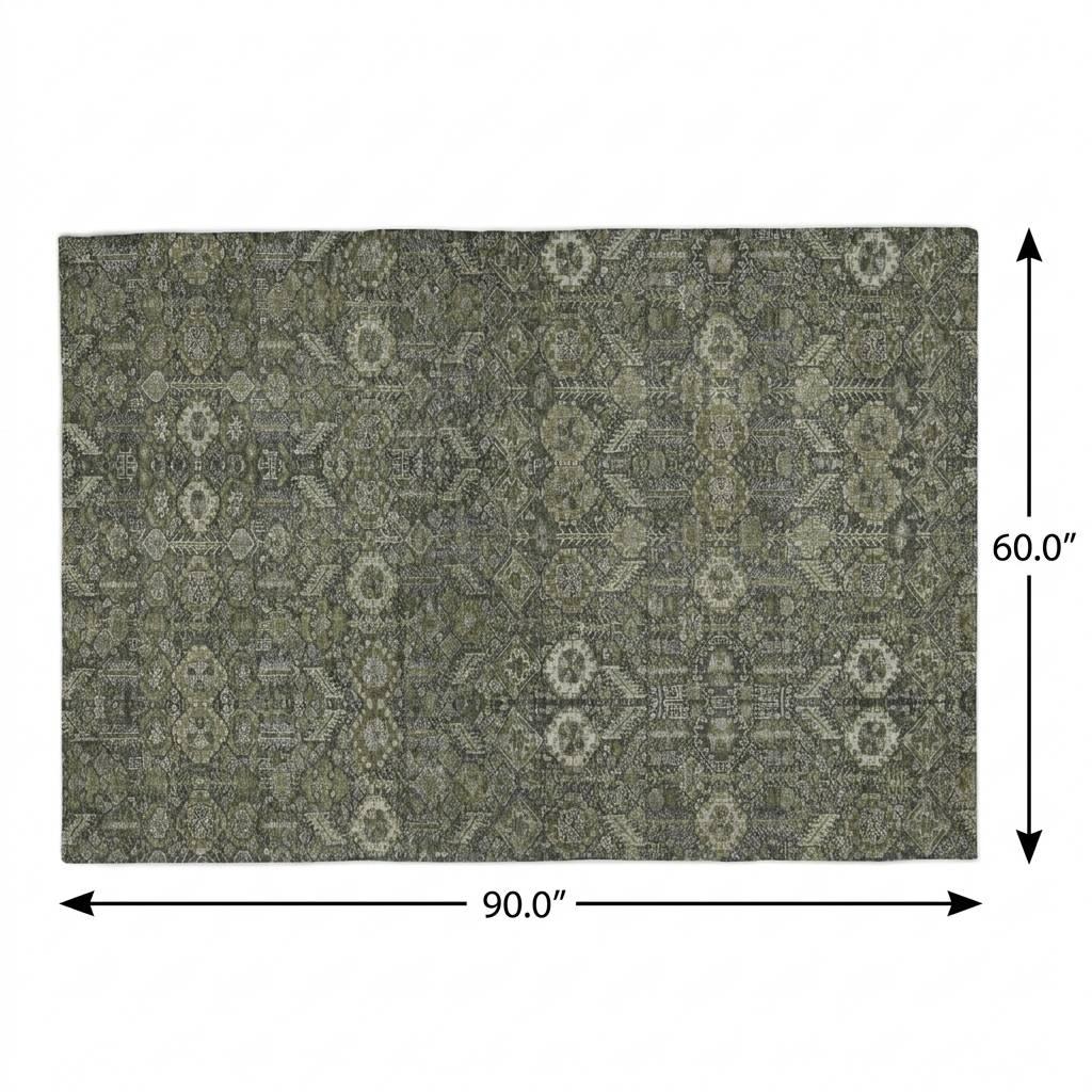 5' X 8' Taupe And Brown Geometric Shag Washable Area Rug With UV Protection - HomeRoots - Flyclothing LLC