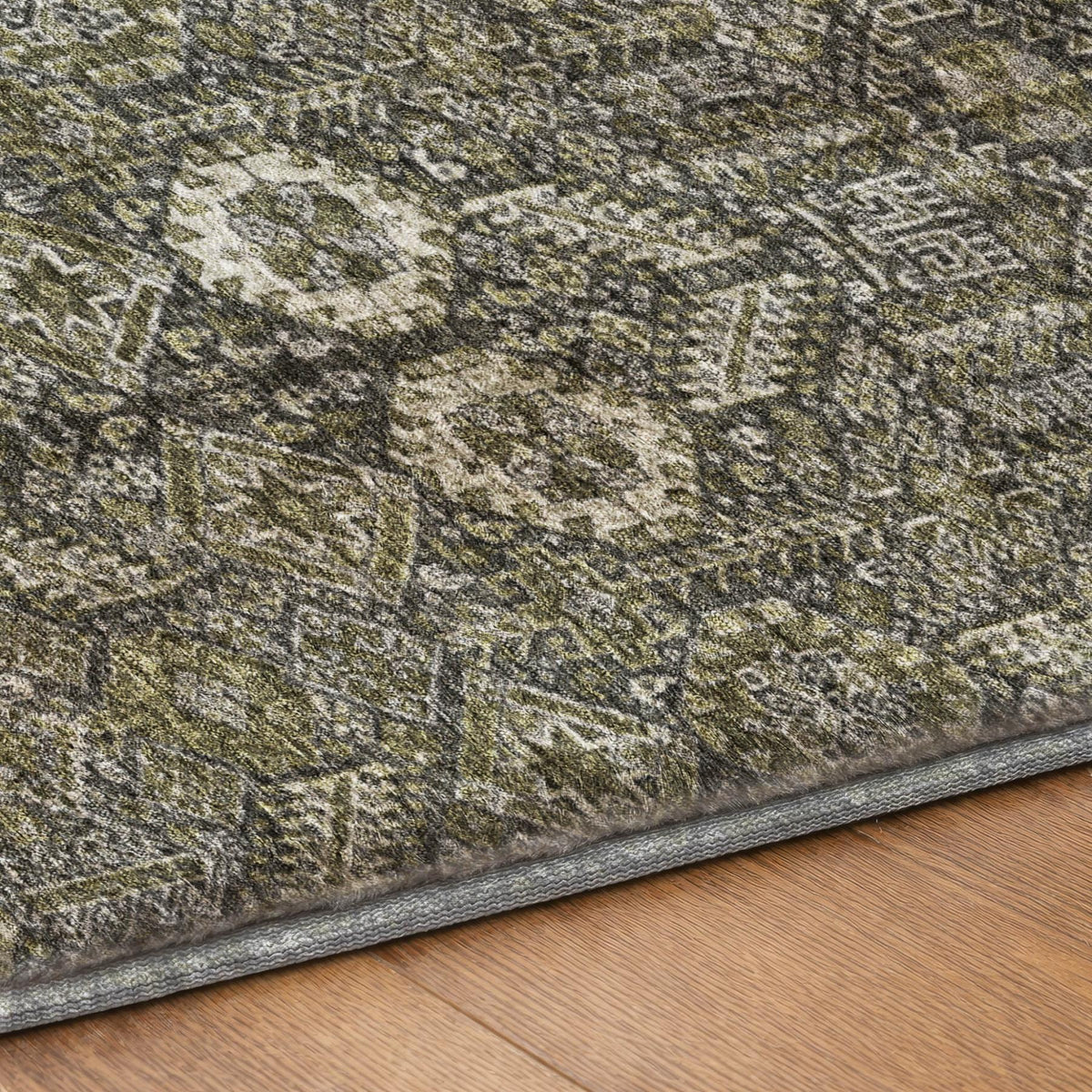 8' Taupe And Brown Geometric Shag Washable Round Rug With UV Protection - HomeRoots - Flyclothing LLC