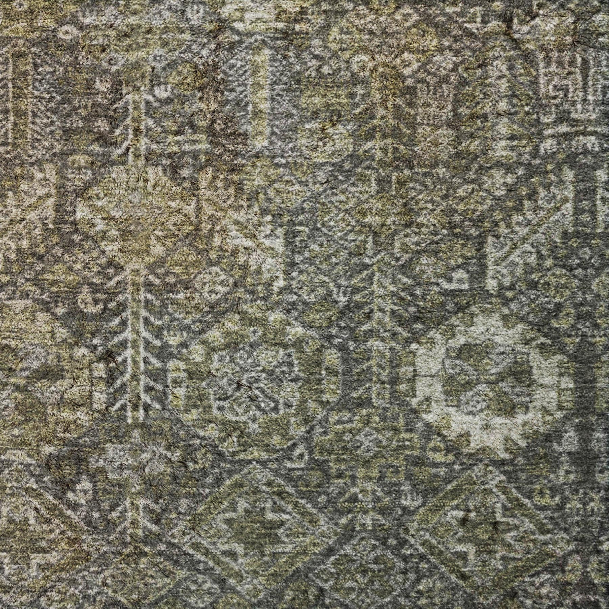 8' Taupe And Brown Geometric Shag Washable Round Rug With UV Protection - HomeRoots - Flyclothing LLC