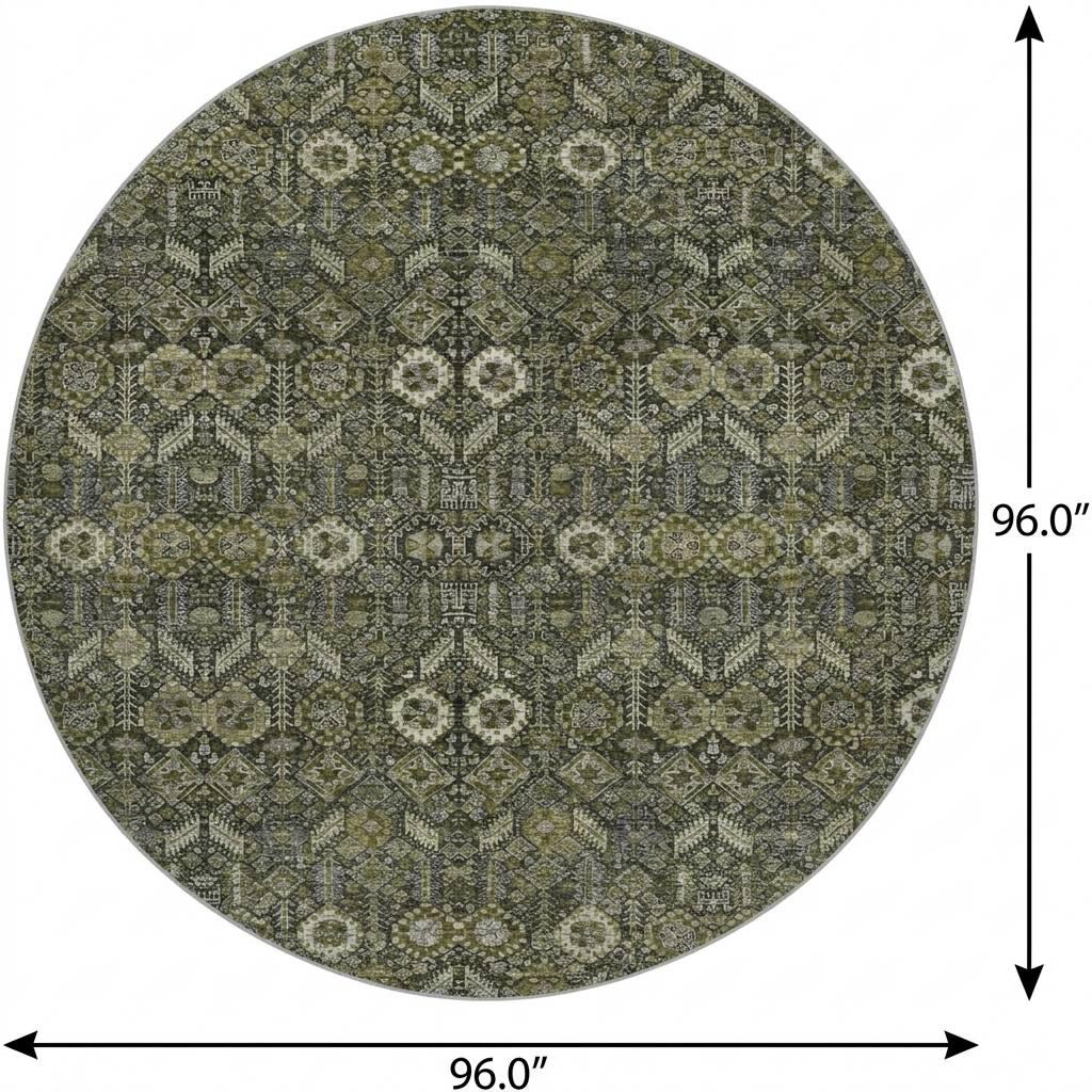 8' Taupe And Brown Geometric Shag Washable Round Rug With UV Protection - HomeRoots - Flyclothing LLC