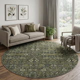 8' Taupe And Brown Geometric Shag Washable Round Rug With UV Protection - HomeRoots - Flyclothing LLC