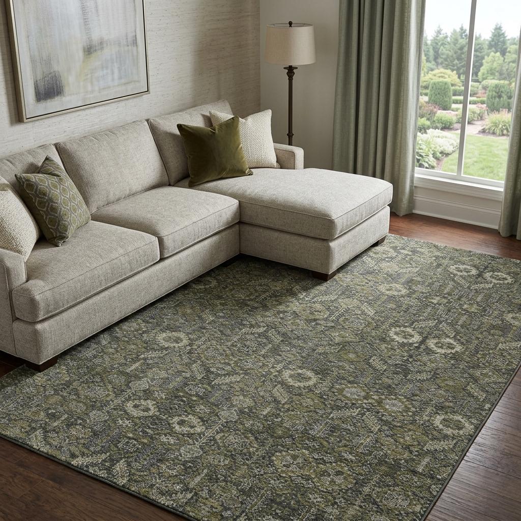8' X 10' Taupe And Brown Geometric Shag Washable Area Rug With UV Protection - HomeRoots - Flyclothing LLC