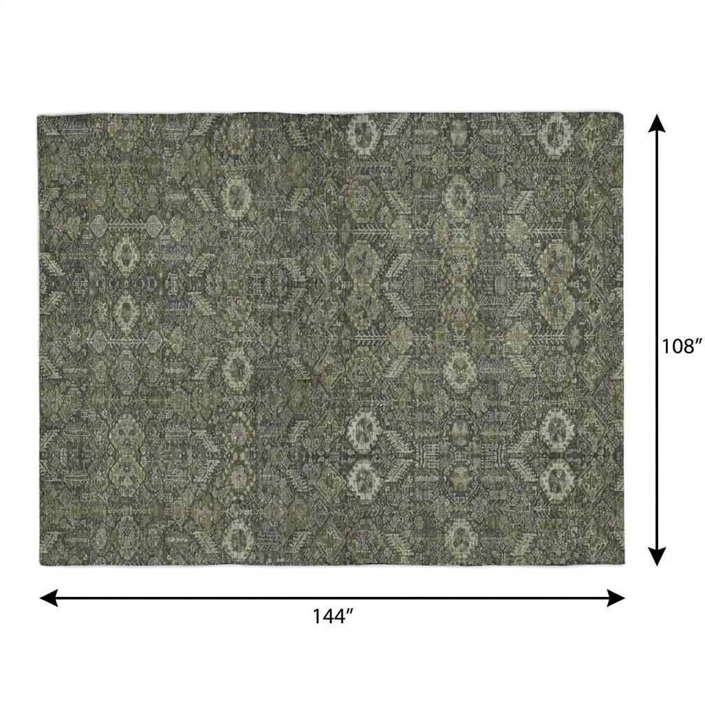 9' X 12' Taupe And Brown Geometric Shag Washable Area Rug With UV Protection - HomeRoots - Flyclothing LLC