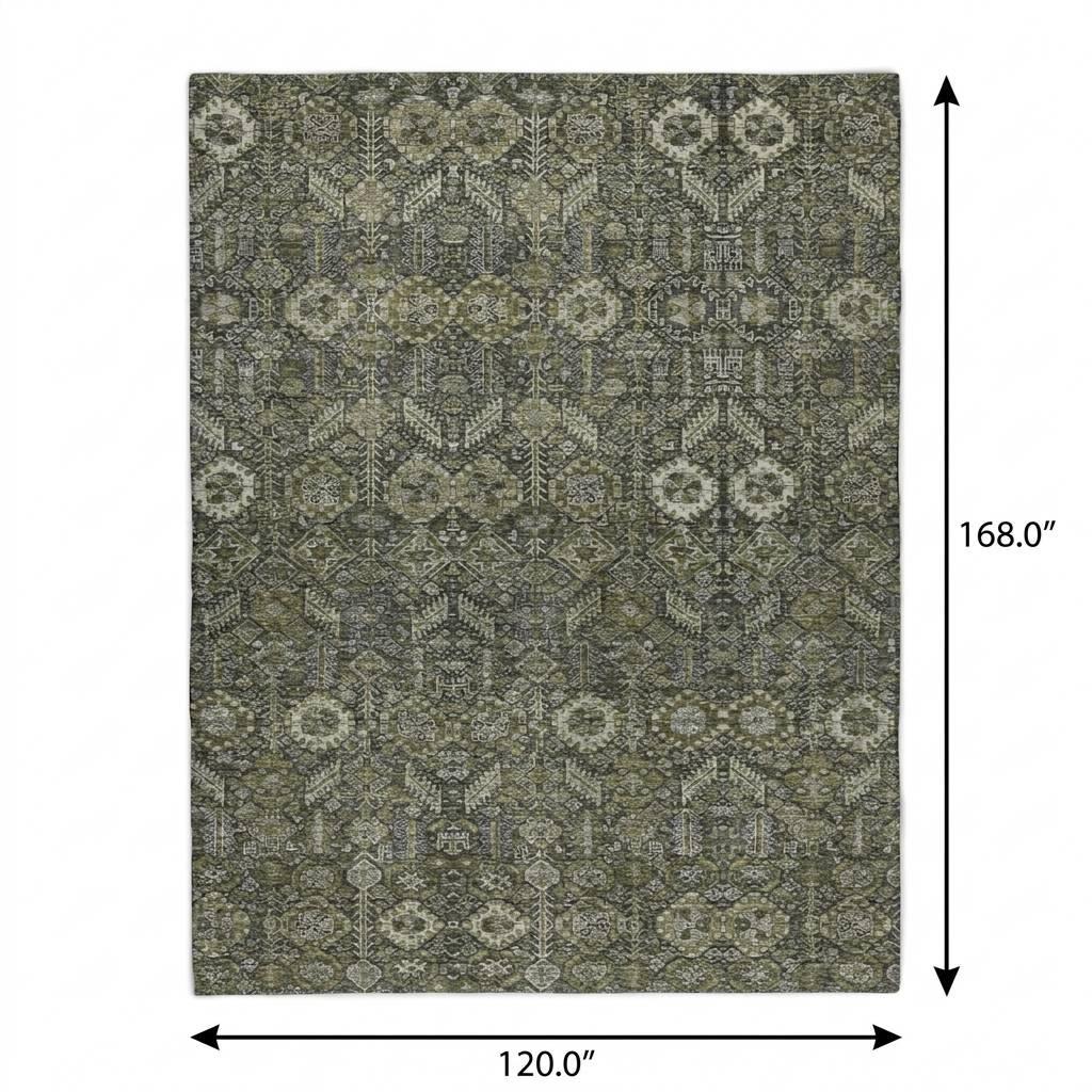 10' X 14' Taupe And Brown Geometric Shag Washable Area Rug With UV Protection - HomeRoots - Flyclothing LLC