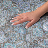 3' X 5' Teal And Navy Blue Geometric Shag Washable Area Rug With UV Protection - HomeRoots - Flyclothing LLC