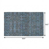 3' X 5' Teal And Navy Blue Geometric Shag Washable Area Rug With UV Protection - HomeRoots - Flyclothing LLC