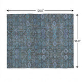 8' X 10' Teal And Navy Blue Geometric Shag Washable Area Rug With UV Protection - HomeRoots - Flyclothing LLC