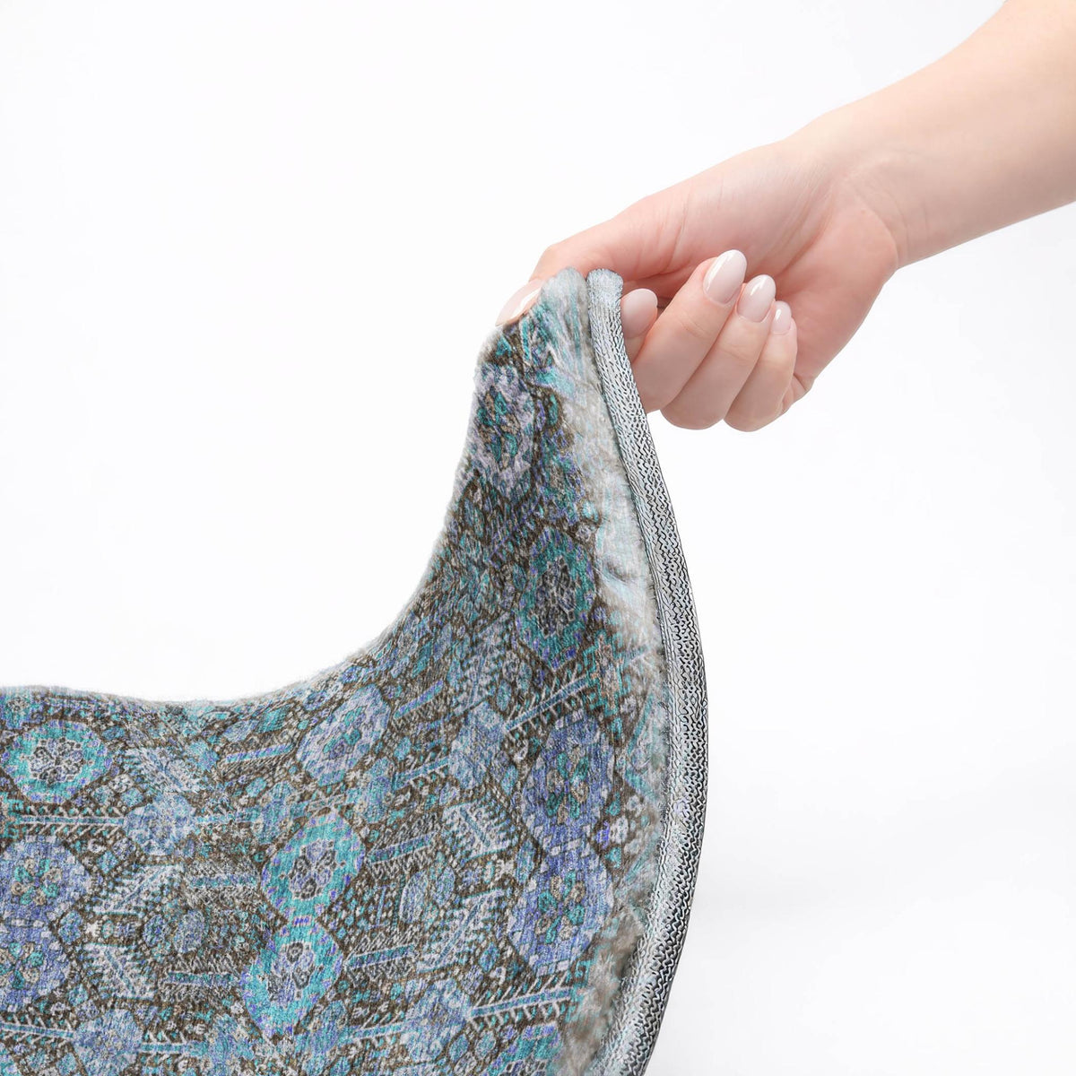 10' X 14' Teal And Navy Blue Geometric Shag Washable Area Rug With UV Protection - HomeRoots - Flyclothing LLC