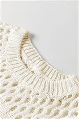 Pointelle Knit Puff Sleeve Sweater - Trendsi - Flyclothing LLC