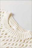 Pointelle Knit Puff Sleeve Sweater - Trendsi - Flyclothing LLC