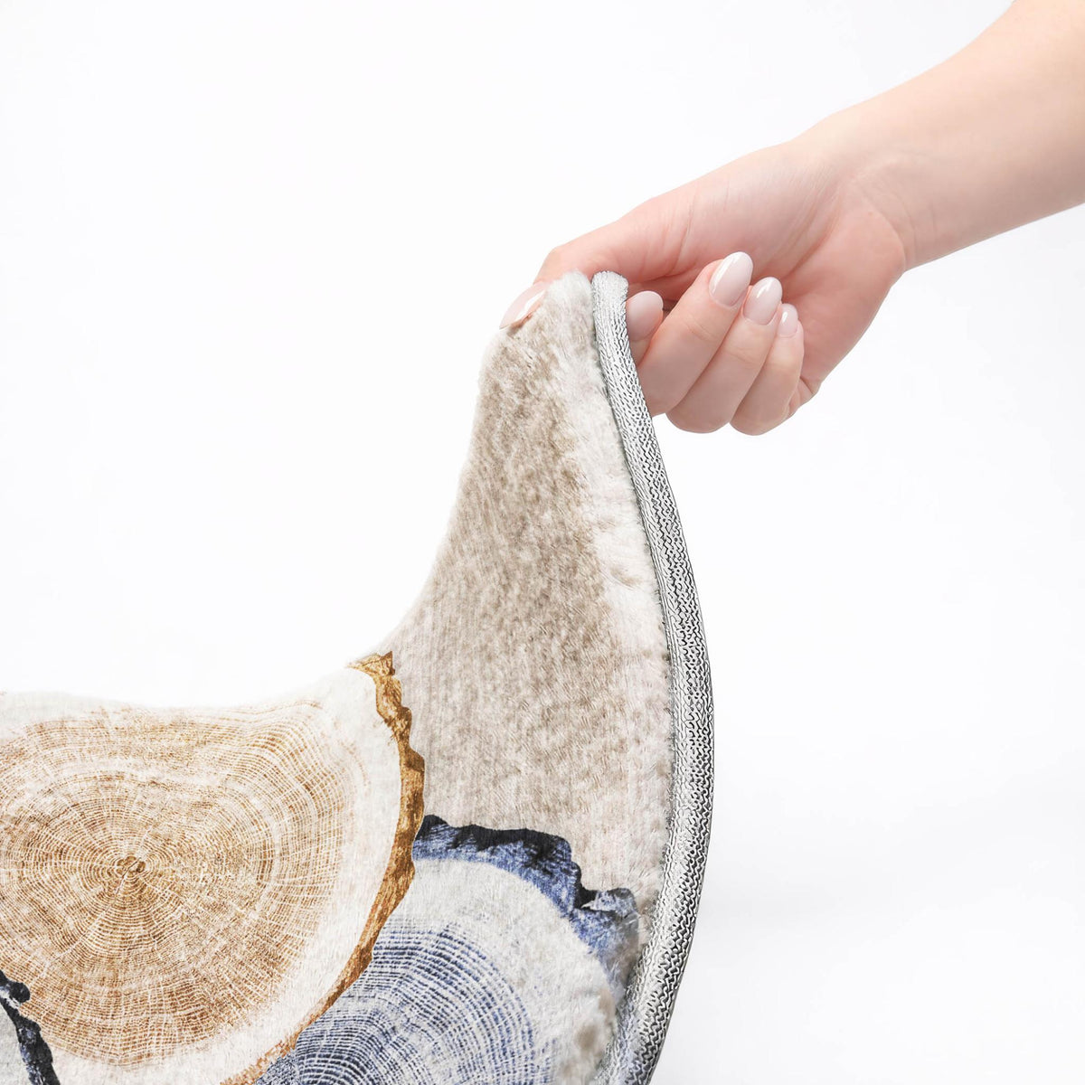 8' Beige And Taupe Faux Bois Shag Washable Round Rug With UV Protection - HomeRoots - Flyclothing LLC
