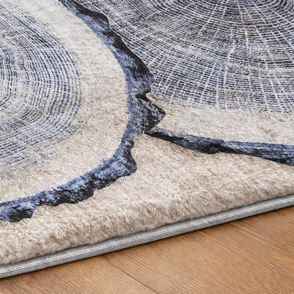 8' Beige And Taupe Faux Bois Shag Washable Round Rug With UV Protection - HomeRoots - Flyclothing LLC