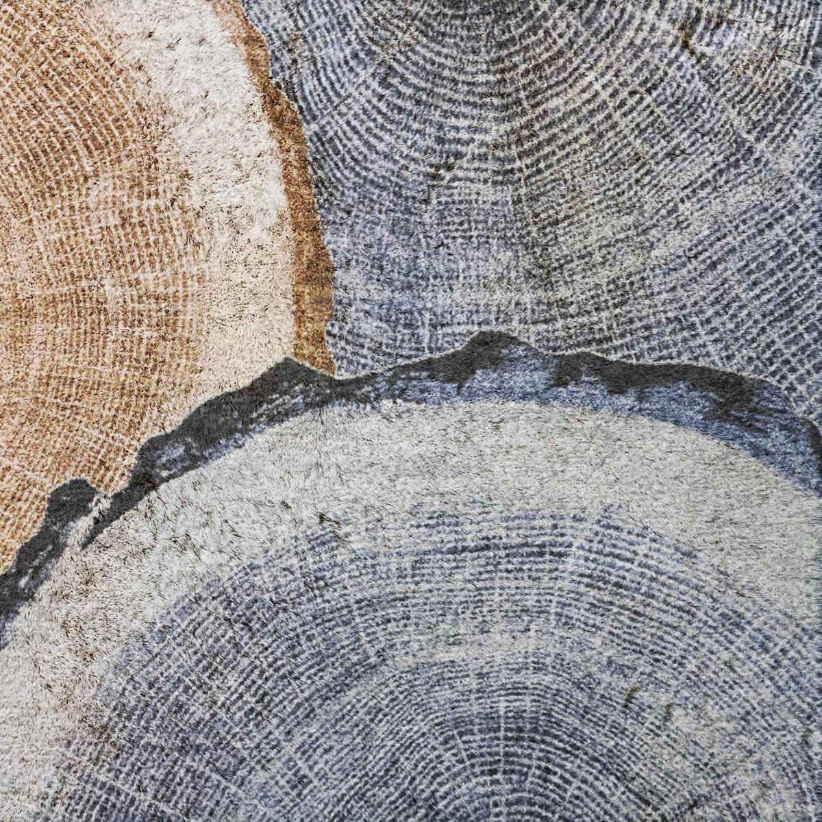 8' Beige And Taupe Faux Bois Shag Washable Round Rug With UV Protection - HomeRoots - Flyclothing LLC