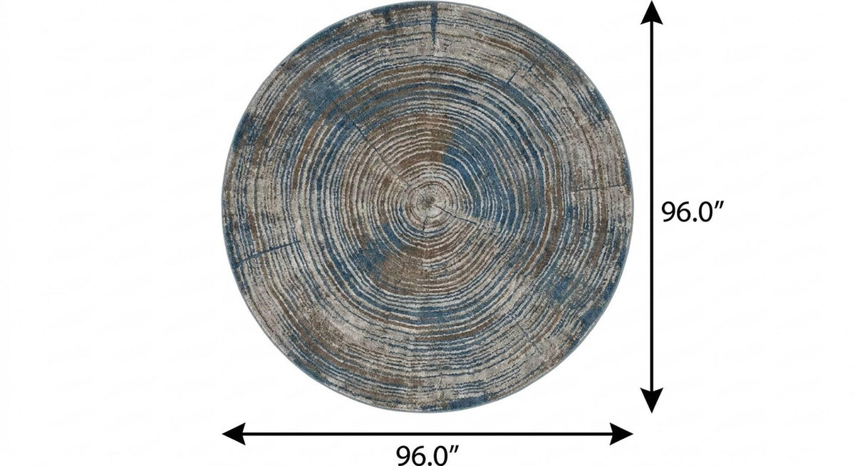 8' Beige And Taupe Faux Bois Shag Washable Round Rug With UV Protection - HomeRoots - Flyclothing LLC