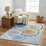 5' X 8' Blue And Navy Blue Faux Bois Shag Washable Area Rug With UV Protection - HomeRoots - Flyclothing LLC
