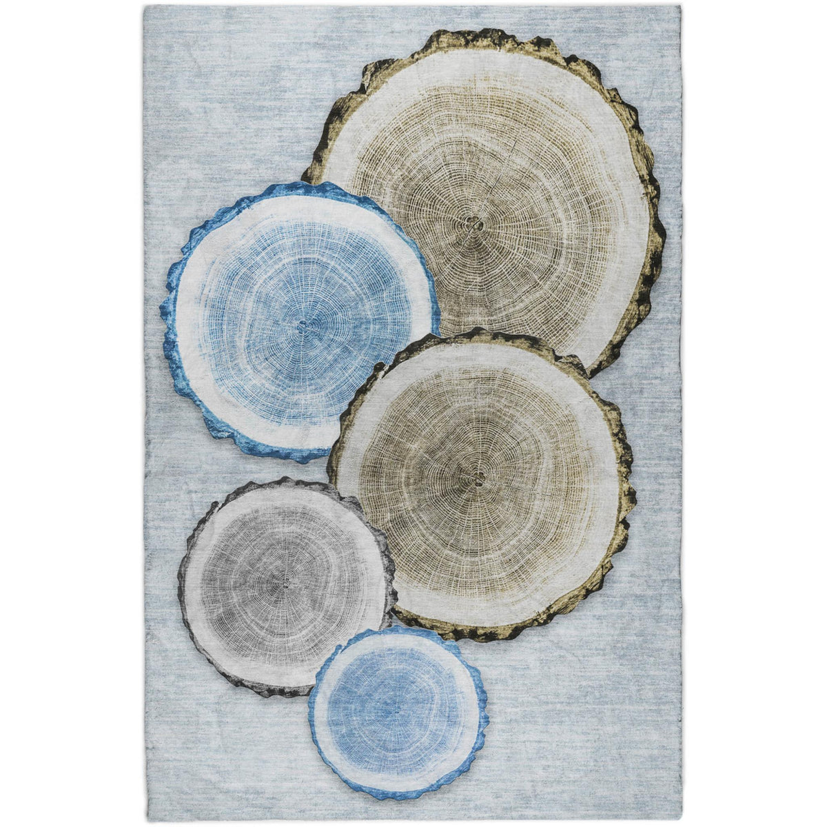 5' X 8' Blue And Navy Blue Faux Bois Shag Washable Area Rug With UV Protection - HomeRoots - Flyclothing LLC