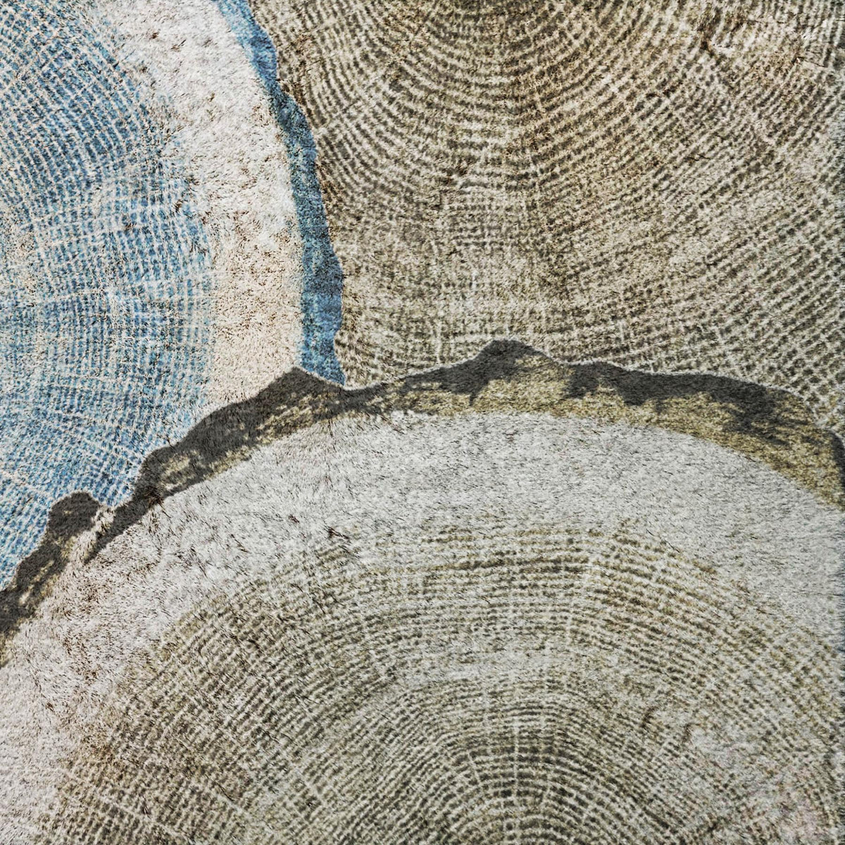 8' X 10' Blue And Navy Blue Faux Bois Shag Washable Area Rug With UV Protection - HomeRoots - Flyclothing LLC